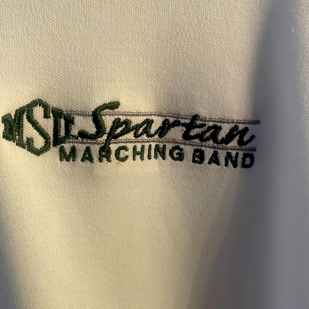 Men’s  XXL golf style shirt embroidered with MSU Spartan Marching Band.